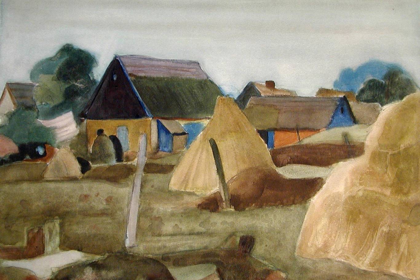 Alfred Hesse, Bauerngehöft in Loddin (Aquarell)